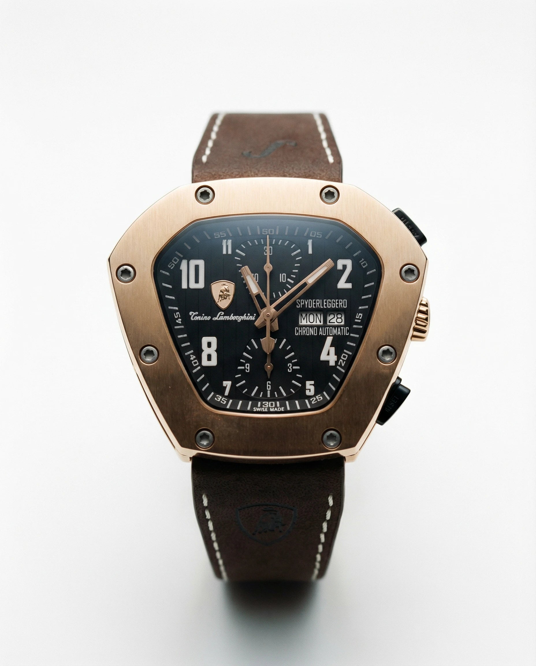 Lamborghini Schwarze Leder-Kleidungsuhr